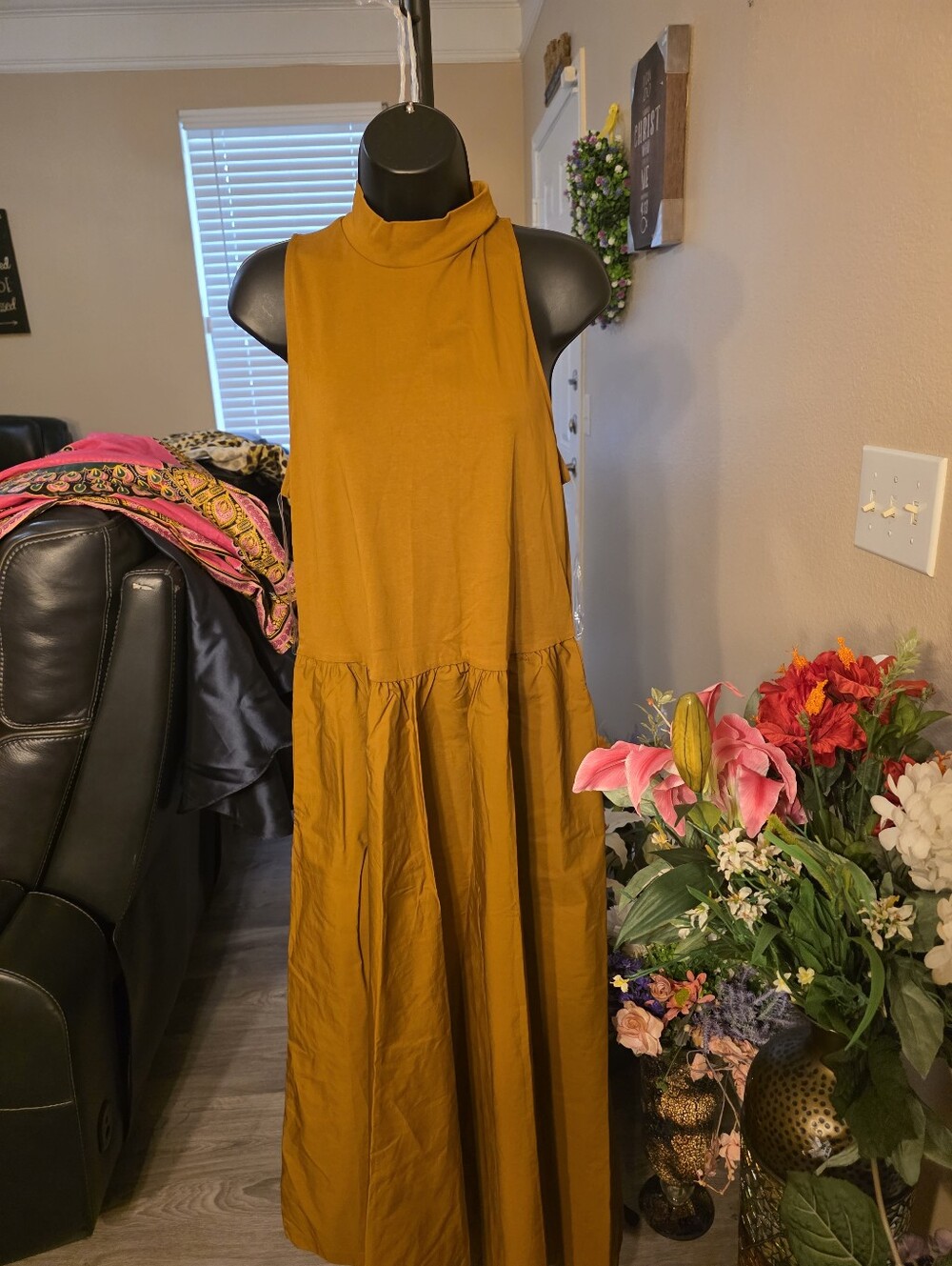 A New Day Sleeveless Mustard High-Neck Maxi Dress - Women